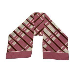 BEAUTIFUL Pink Plaids & Checks Silk Scarf 42”/ 19.5" GC